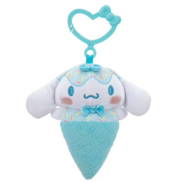 Hello Kitty And Friends 4-Pack Ice Cream Clip-On Plush Featuring Hello Kitty, Kuromi, My Melody, And Cinnamoroll With Unique Bow Clips