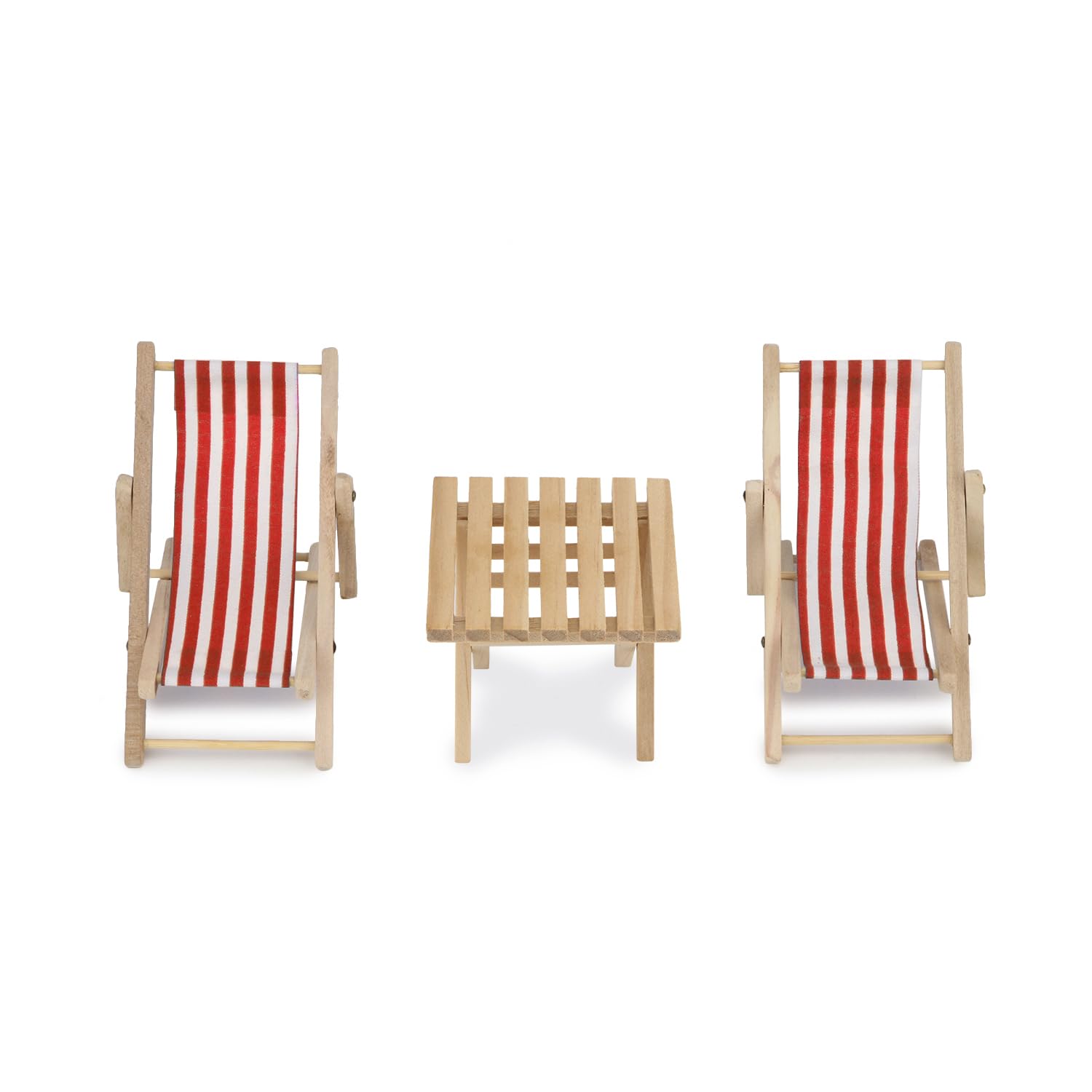 Miniature Beach Chair & Table 3Pcs 1:12 Dollhouse Furniture Model Foldable Chairs Folding Beach Sunbath Chair Props Cake Diy Gar