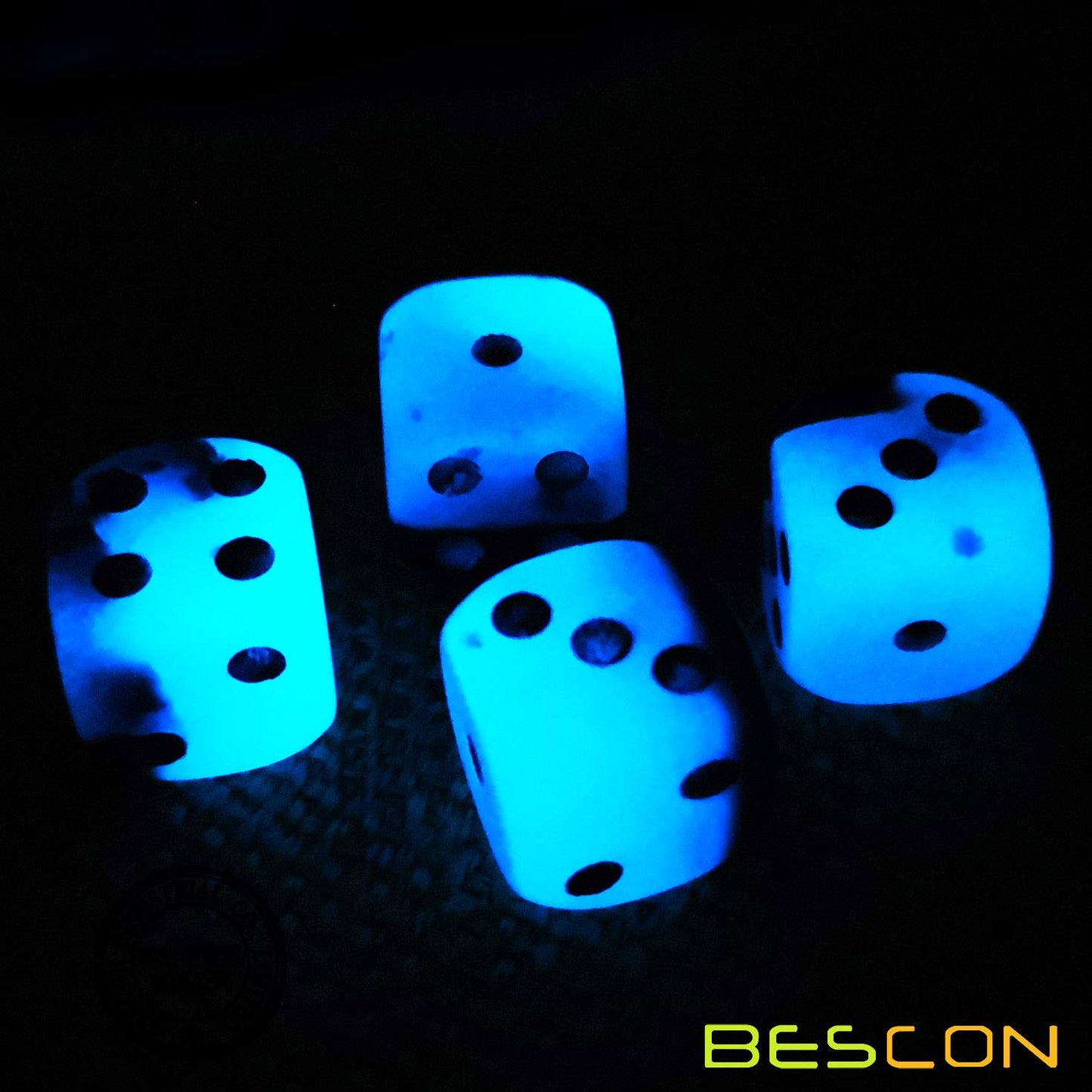 Bescon Two Tone Glowing Dice D6 16mm 12pcs Set Blue Dawn, 16mm Six Sided Die (12) Block of Glowing Dice