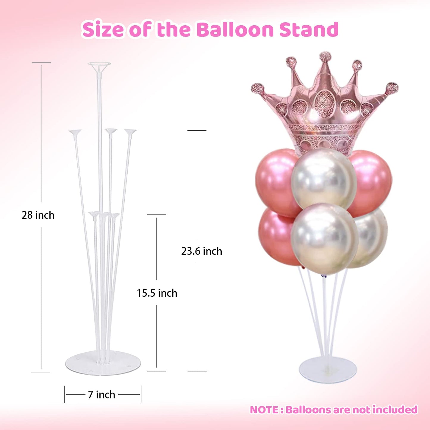 Royuye 7 Sets Balloon Stands For Table Balloon Stand Kits Clear Table Balloon Centerpiece Stand Balloon Holder Decorations For B
