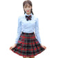 Beautifulfashionlife Womens 80S Costume Fancy Outfit School Stripes Skirts (L,Black Mixed Rose Red)