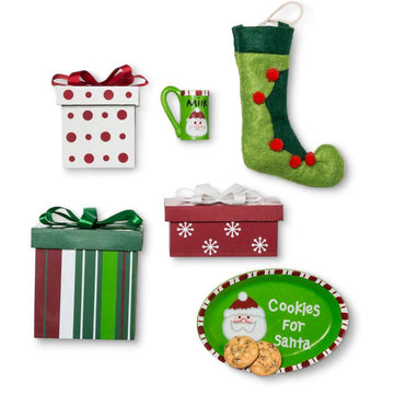 THE QUEEN'S TREASURES 18 Inch Doll Accessories, Christmas Play Set Includes 3 Gift Boxes, Stocking, Platter, Mug & Cookies for S