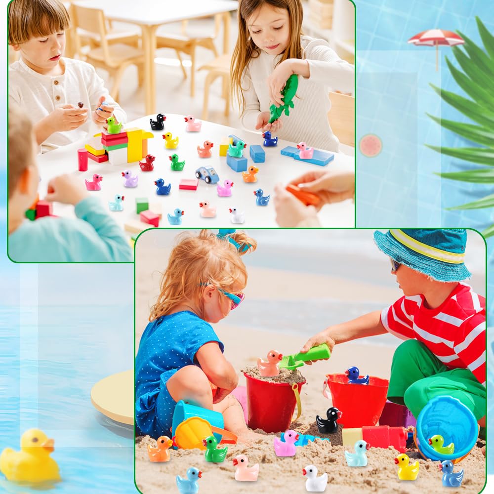 Dulefun 200Pcs Mini Resin Ducks 20 Colors Small Tiny Little Duck Figurines To Hide Miniature Figures For Dollhouse Micro Garden