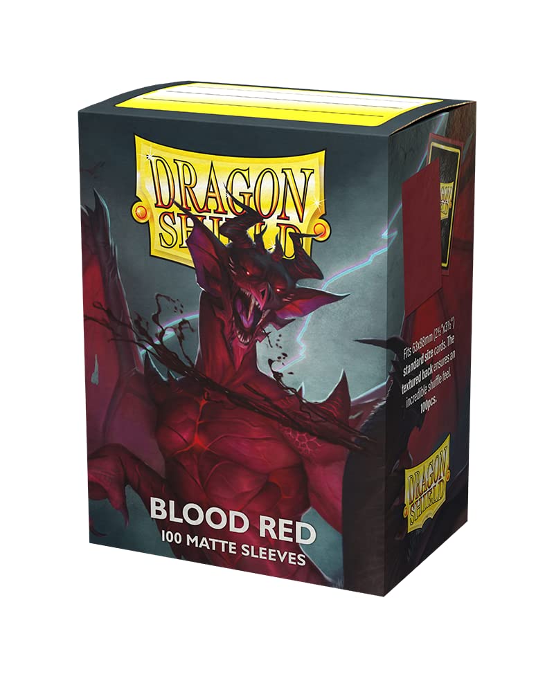 Dragon Shield | Standard Size Card Matte Sleeves | 100 CT - Smooth & Tough enhanced TCG Sleeves | Compatible with Pokemon  Flesh & Blood  One Piece & Magic The Gathering | Blood Red - Matte