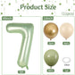 40 Inch Sage Green Number 7 Balloon, Olive Green 7Th Birthday Balloons, Retro Sand White Avocado Green Gold Latex Balloons Giant