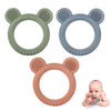Eascrozn Baby Teething Toys Set of 3, BPA Free Silicone Bear Ring, Soft Textured for 0-12 Months, Soothing Relief for Sore Gums