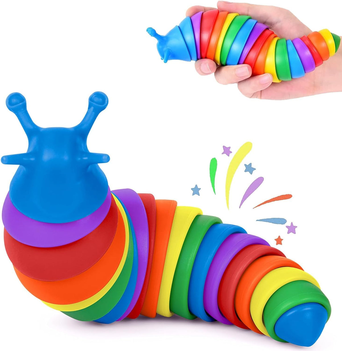 Funblast Slug Toys  Small Slugs Fidget Toys, Sensory Toys For Kids, Clicks Sound Making Toy, Flexible Stretchable Joints Toy Fo