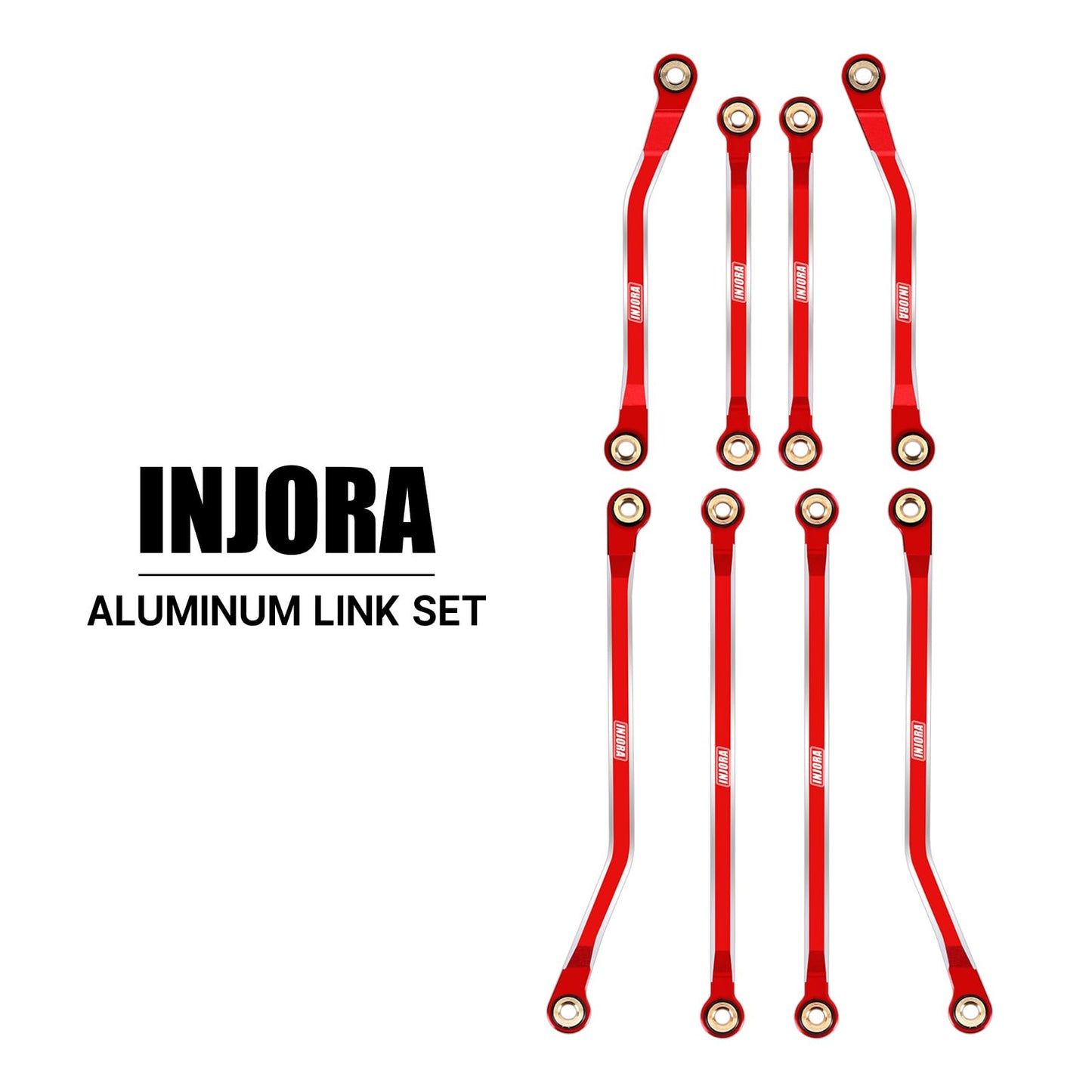 INJORA High Clearance Links Set - CNC Aluminium Chassis Link for TRX4M High Trail K10 F150 Upgrade 1/18 RC Crawler(Red)