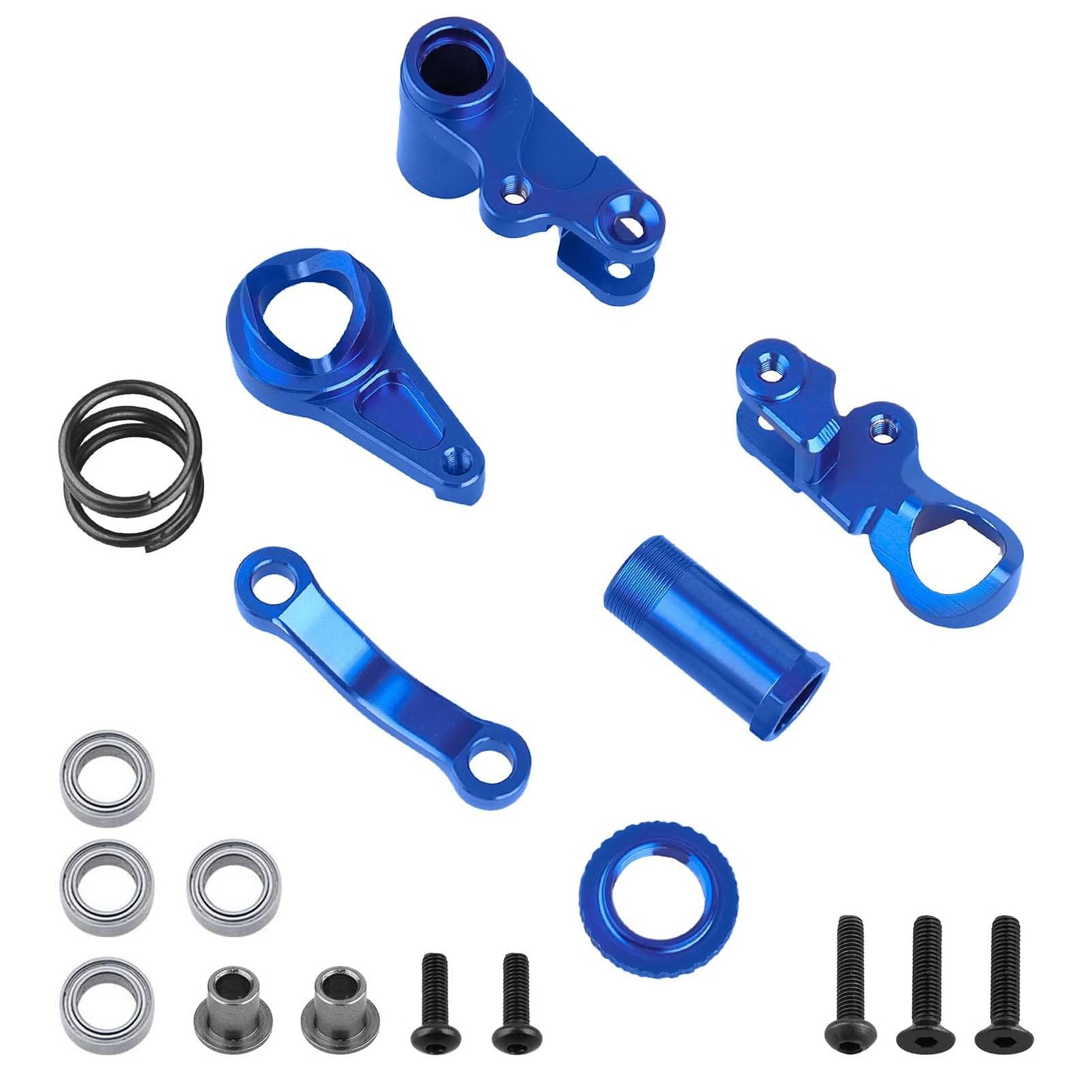 HobbyPark Aluminum Steering Bellcranks and Servo Saver Set w/Bearings For Traxxas 1/10 Slash 4x4 Hop-Up Upgrade Parts Navy Blue