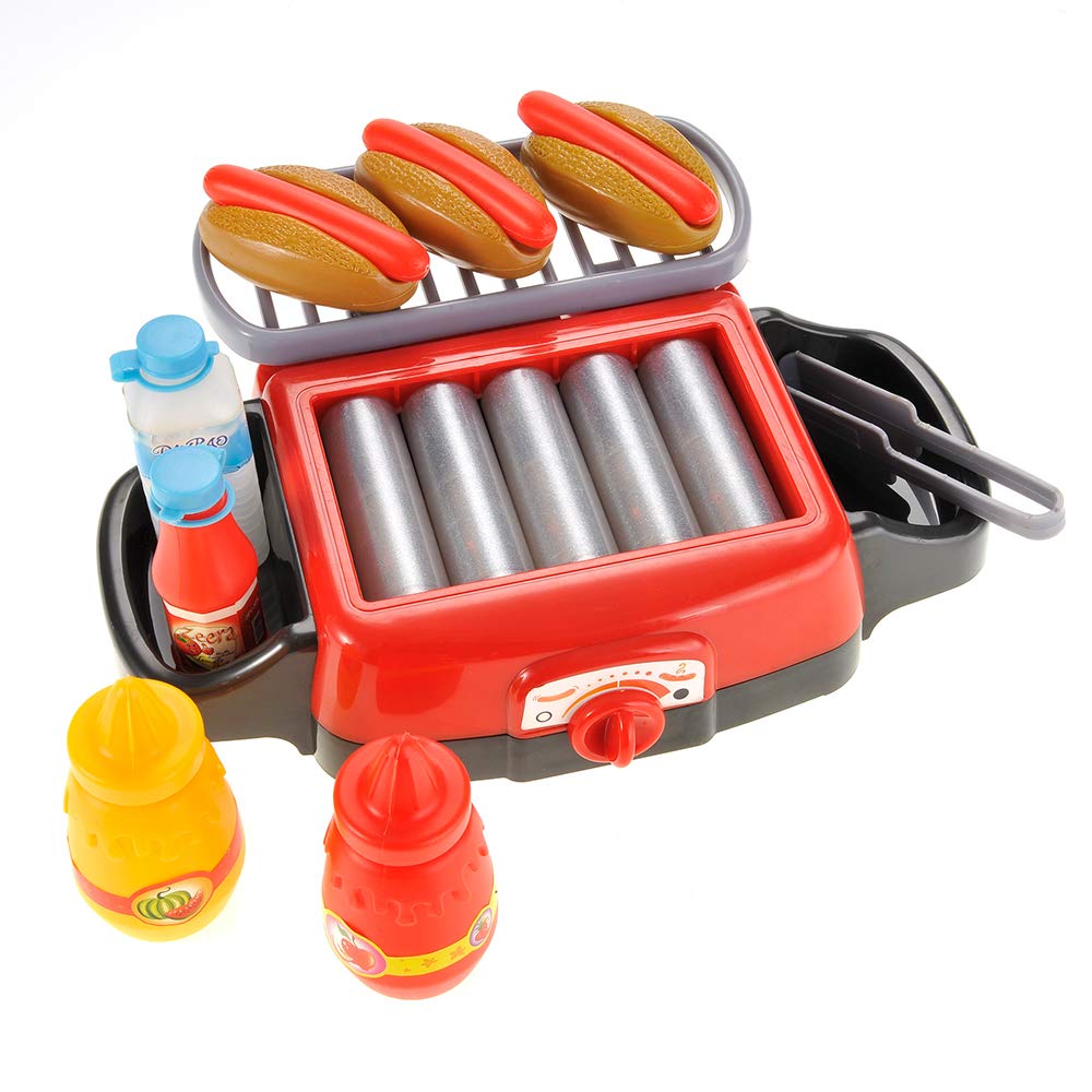 Hot Dog Roller Grill Play Set - Electric Stove Toy With Light & Sound | Pretend Play Kitchen Appliance For Kids | Fun Barbecue F