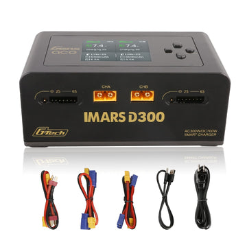 Gens Ace Lipo Battery Charger IMARS D300 G-Tech Series Smart Dual Lipo Charger 16A AC 300W DC 700W Lipo Charger(Black)