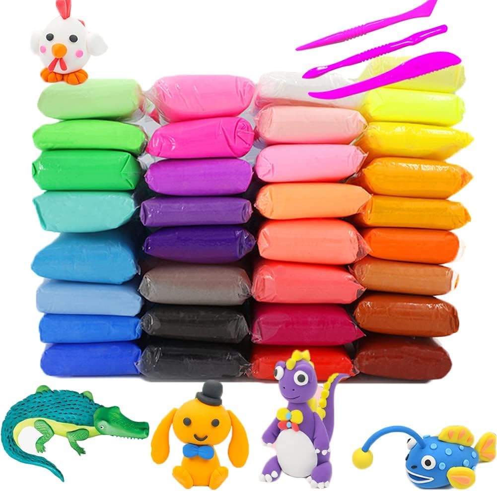 Zoqq Air Dry Clay For Kids & Artists | 24 Color |Soft Lightweight Modeling Clay For Diy Art, Craft & Sculpture | NonToxic, Easy