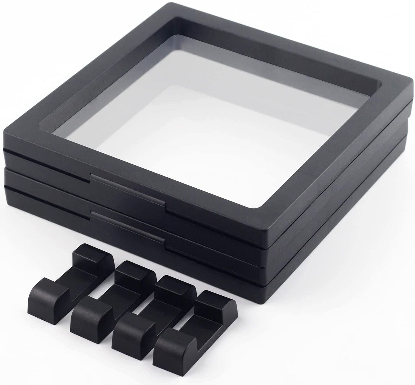 Rechiato 2Pcs Of 3D Floating Display Cases 5.5''  5.5''  0.8'', Coin Display Case Coin Holder Coin Display Frame Stand Holder Fo