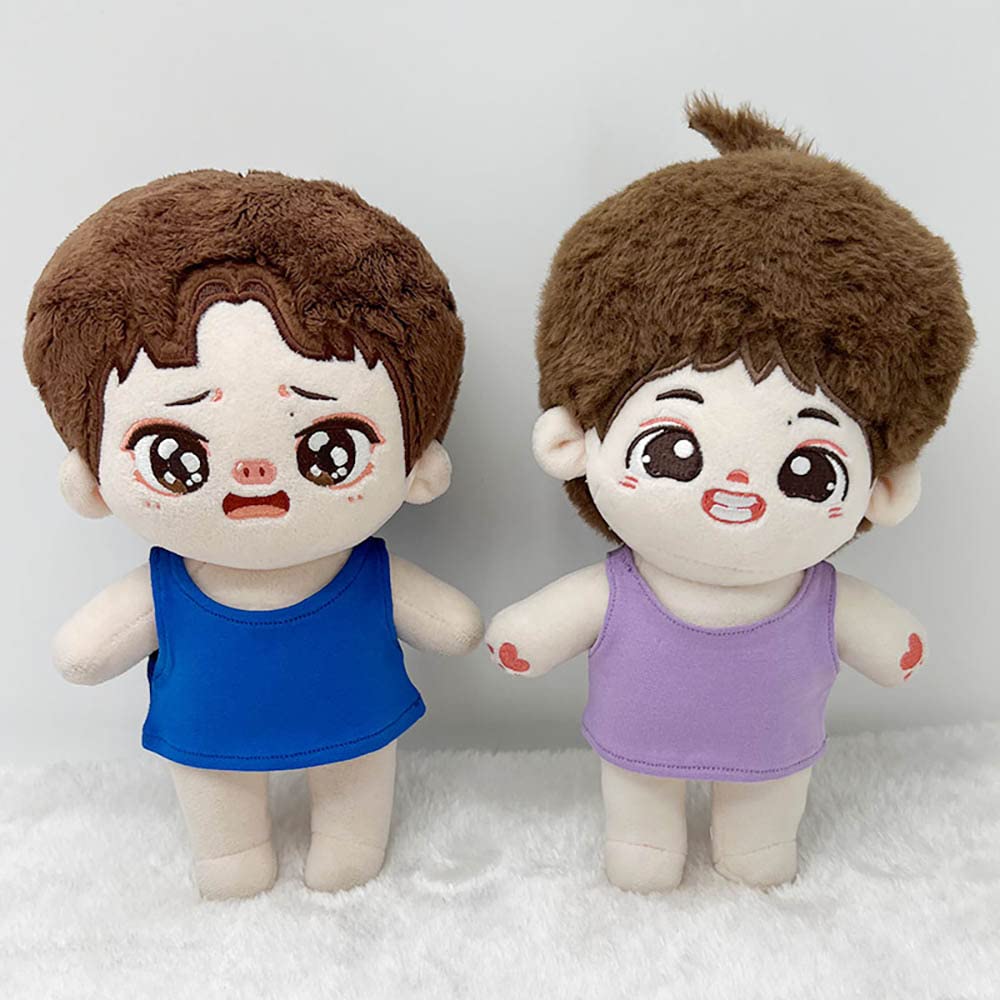 Niannyyhouse 15Cm Plush Doll Clothes Solid Color Vest Sleeveless T-Shirt Doll Dress Up (White+Black, 15Cm)