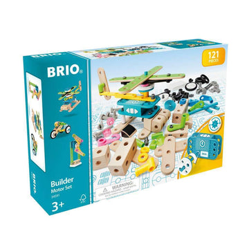 Brio Builder 34591 - Builder Motor Set - 120 Piece Construction Set Stem Toy With Wood And Plastic Pieces And A Motor For Kids Age 3 And Up