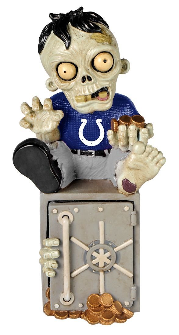Foco Forever Collectibles Nfl Indianapolis Colts Unisex Zombie Figurinezombie Figurine Bank, Team Color, One Size