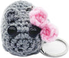 Leong Products Tik Tok Meme Sad Hamster Keychain Plush Toy With Pink Bow, Handmade Crochet Built-In Violin Sound For Soft Cute (