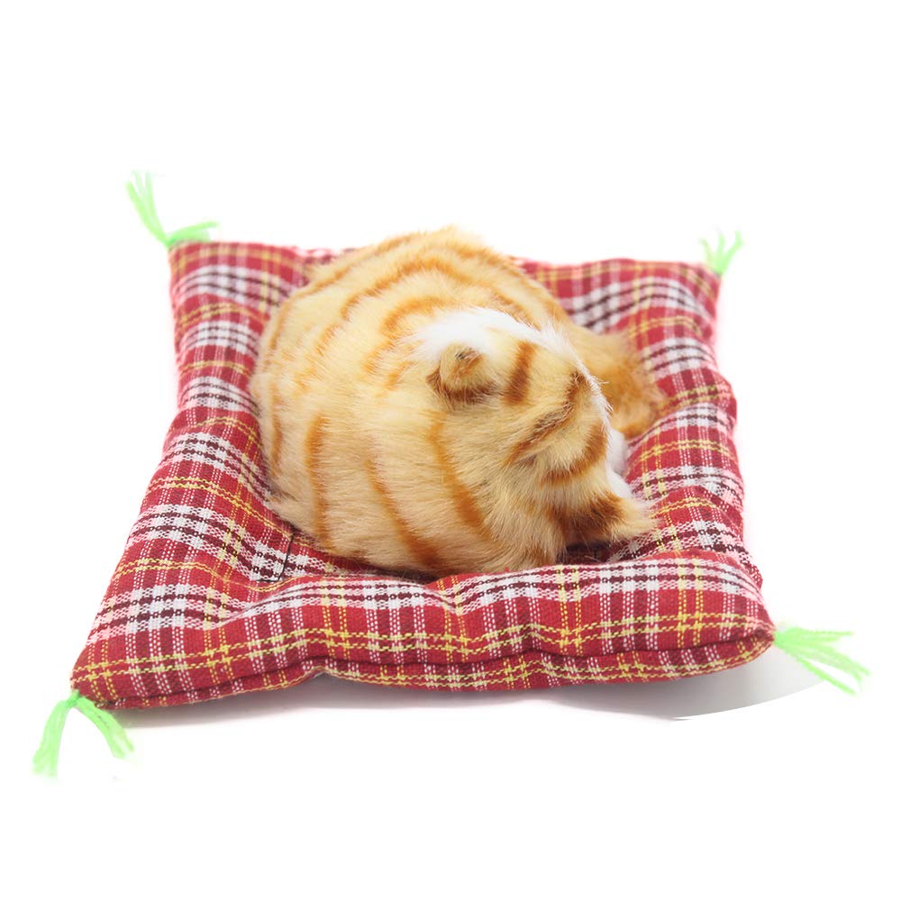 Coolayoung 2Pcs Sleeping Cat on Pad Doll Toy, Cute Mini Kitten on Pad with Meows Sounds Decor Hand Toy Gift for Kids Boys Girls