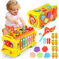 Pluspoint Activity School Bus Toy For Kids Multifunctional Pull-Along Bus With Gears, Teaching Clock, Fishing Game Color Matchin