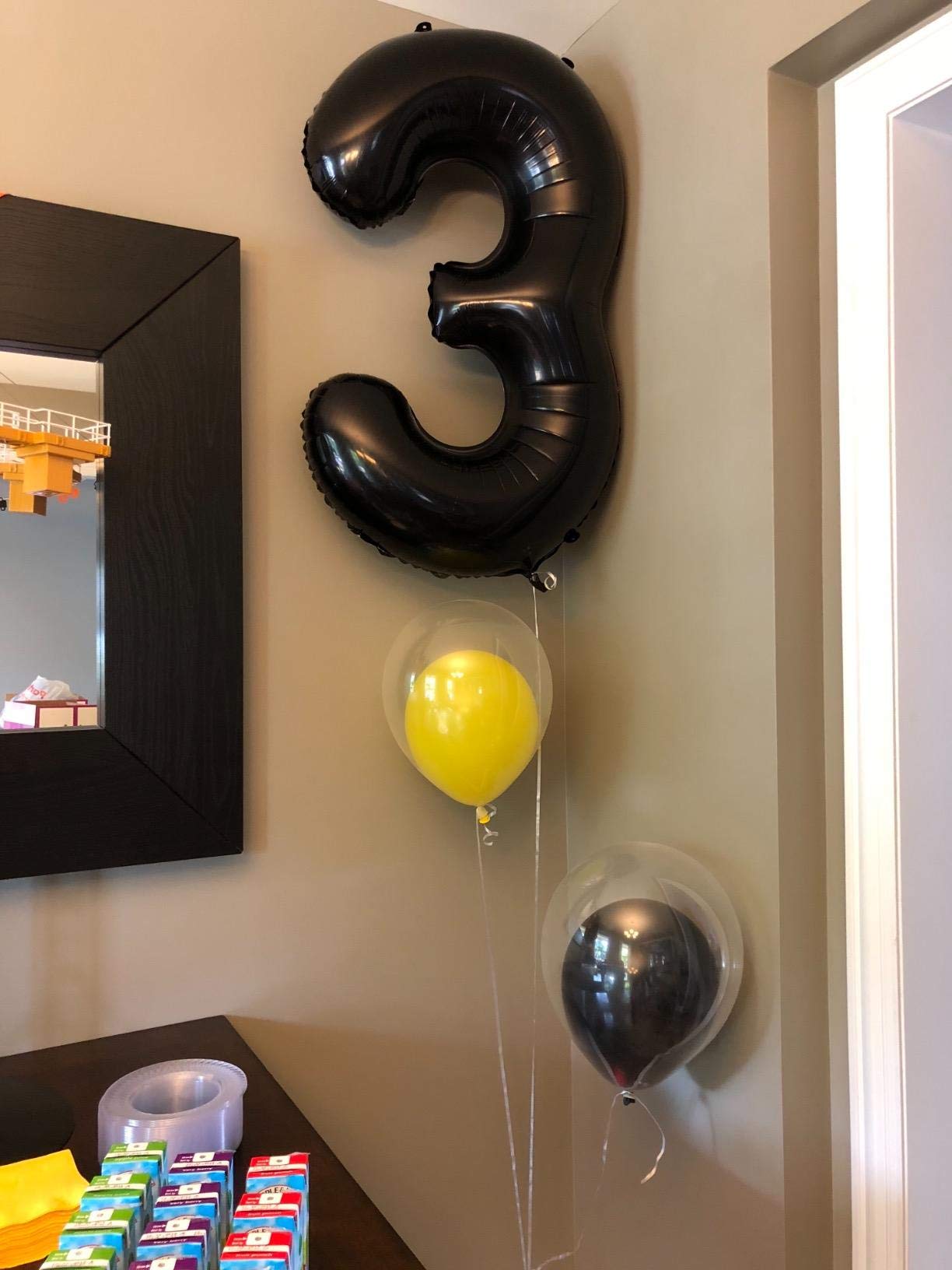 Tellpet Black Number 3 Balloon, 40 Inch