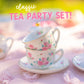 Porcelain Tea Set for Girls - White & Floral Tea Party Set for Kids I Complete Children Tea Sets with Carry Case, Teapot, Cups a