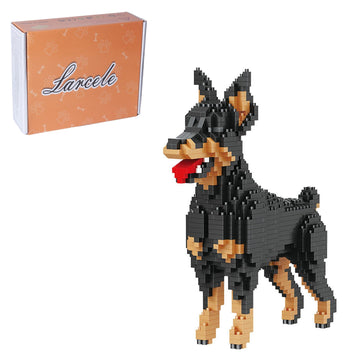 Larcele Micro Building Blocks Animal Set, Diy Mini 3D Building Toy Bricks,957 Pieces Kljm-05(Dobermann)