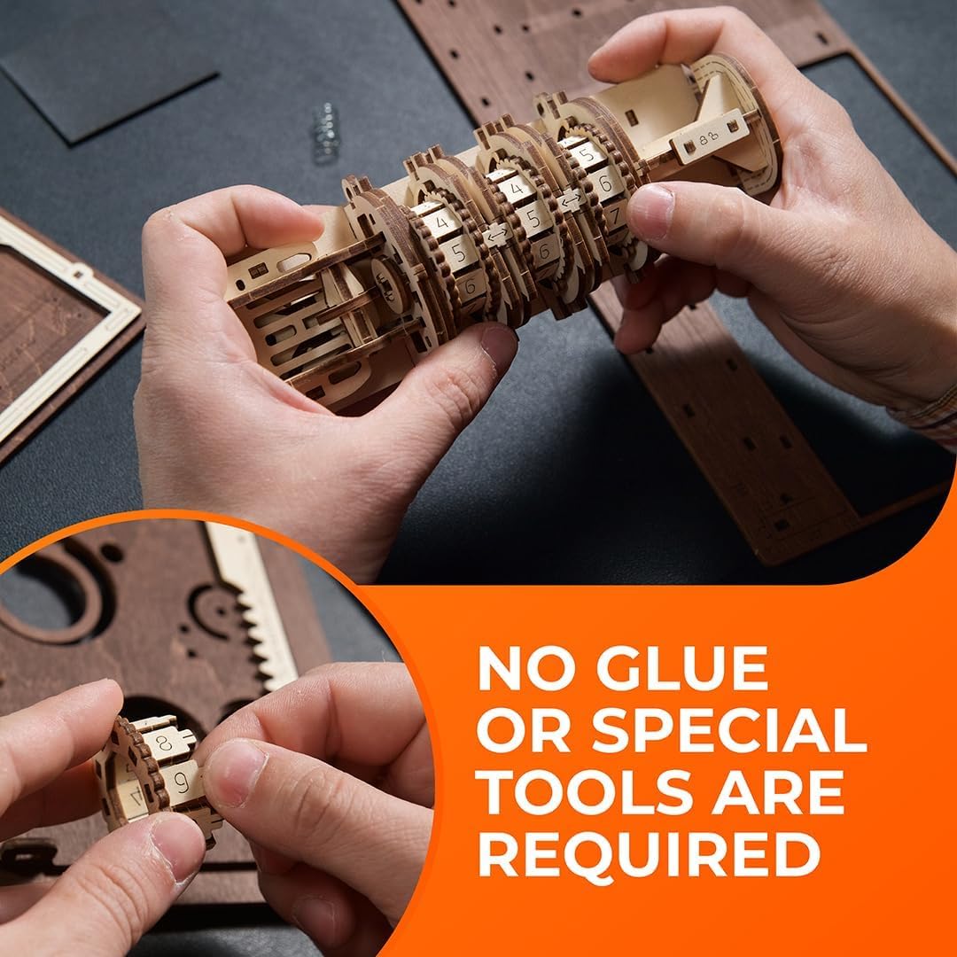 UGEARS Book of Secrets Puzzle Box - 3D Wooden Puzzles for mature-themeds  Fun Wood Steampunk Combination-Lock - DIY Building Mechanical Model Kit for Fathers Day and Hobby Enthusiasts - 263 Pcs