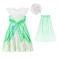 Wonderbabe Tiana Dress For Girls Green Fairy Frog Princess Birthday Party Fancy Dresses Halloween Elf Costume Outfits With Cape Size 1-2T
