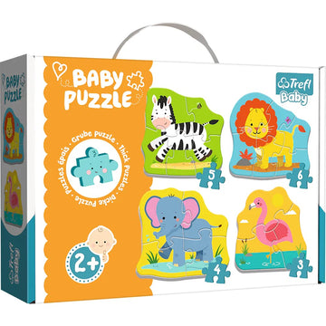Trefl Animals On The Safari 4In1 Jigsaw Puzzle Baby Classic Diy Puzzle, Creative Fun, Classic Puzzle For Adults And Children From 2 Years Old