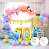 Flyloons 70Th Pastel Happy Birthday Decoration For Girls Kids Boys With Glitter Golden Happy Birthday Banner, Pastel Balloons, G