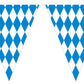 Beistle Plastic Oktoberfest Bavarian Pennant Banner for German Theme Party Supplies, 11 x 12, Blue/White
