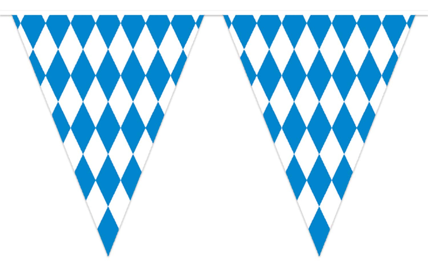 Beistle Plastic Oktoberfest Bavarian Pennant Banner for German Theme Party Supplies, 11 x 12, Blue/White