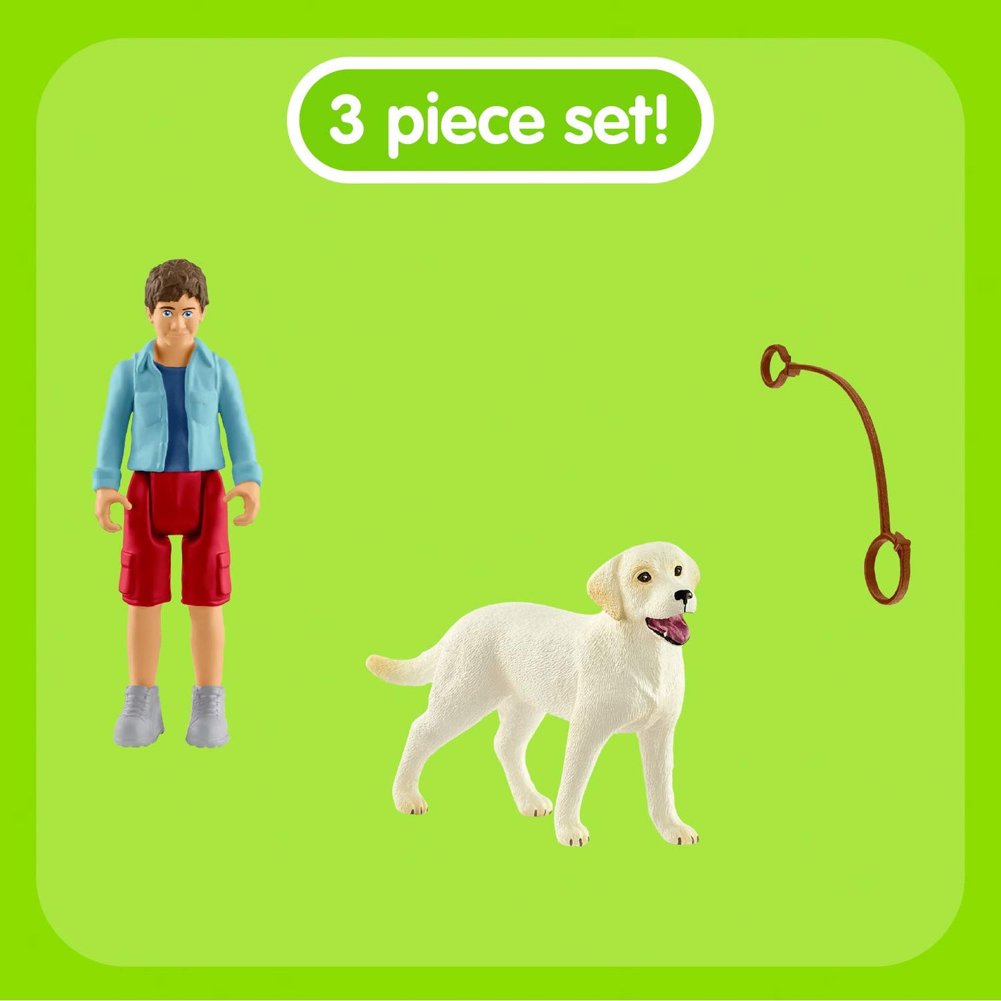 Schleich Farm World, Animal Toys For Boys And Girls Ages 3-8, 3-Piece Playset, Dog Walker With Labrador Retriever