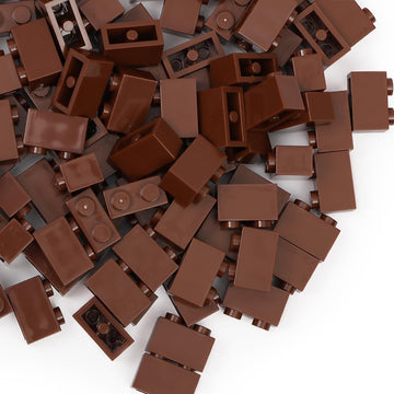Unirolic Classic Building Bricks Set, 100 Piece 1X2 Basic Building Blocks Stem Creative Building Toys Compatible With All Major Brands(Brown)