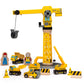 Bigjigs Rail Big Yellow Wooden Crane Construction Play Set With Vehicles & Accessories
