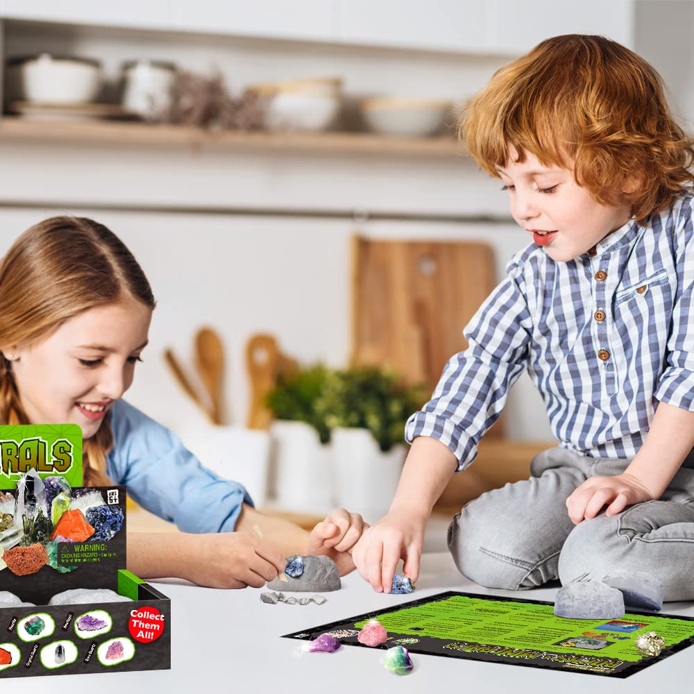 Xxtoys 12 Natural Rock & Mineral Dig Kit - Educational Stem Toy For Kids, Mining Gemstones, Rocks, And Minerals - Party Favors F