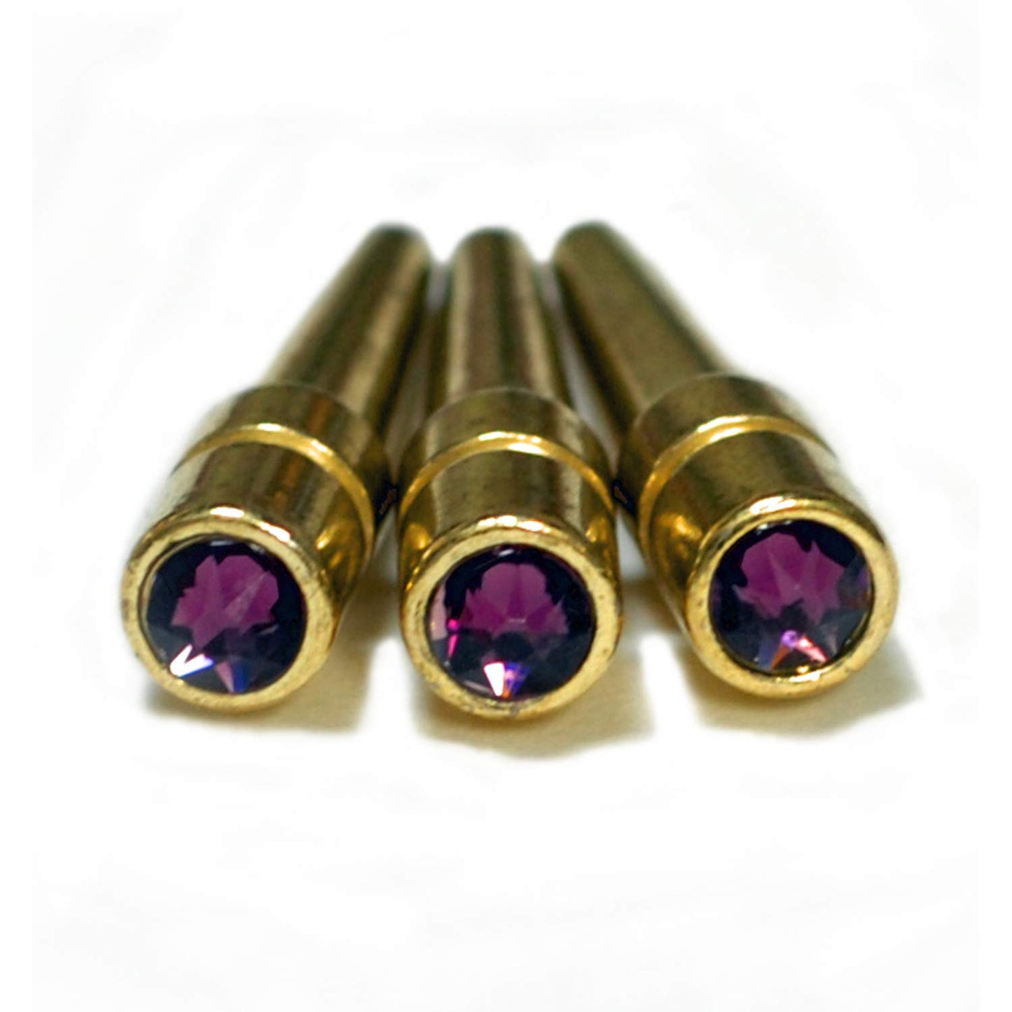 WE Games Brass Cribbage Pegs with Austrian Crystals - Set of 3 - Amethyst Purple