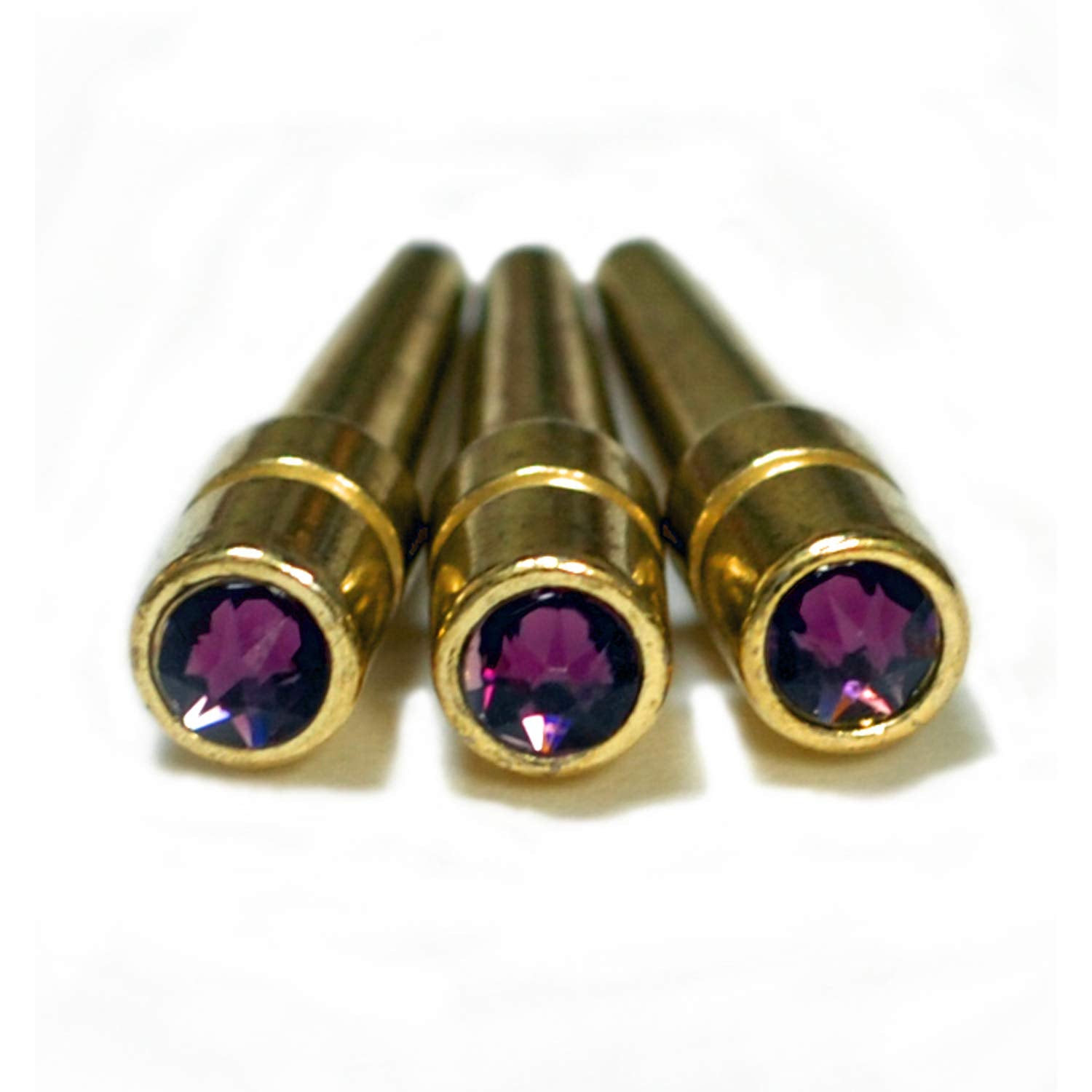WE Games Brass Cribbage Pegs with Austrian Crystals - Set of 3 - Amethyst Purple