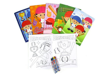 TINYMILLS Baseball Coloring Book Set with 12 Coloring Books and 48 Crayons Baseball Birthday Party Supplies Favor Bag Filler Tea