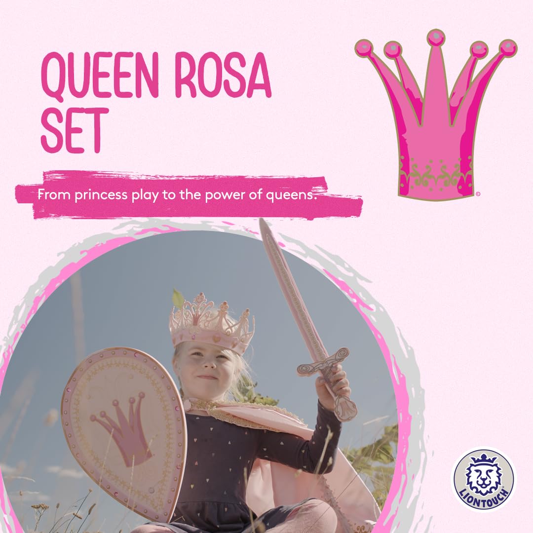 Liontouch - Queen Rosa Toy decorative replica blade  Shield & Crown for Girls - Age 3-8 Years | Medieval Set in Durable & Safe Foam for Pretend Play | Safe  & Battle Accessories for Dress Up & Royal Costumes