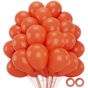 Moukiween Orange Balloons 12 Inch - 70 Pcs Burnt Orange Balloons For Fall Balloons Construction Balloons Cutie Baby Shower Birthday Party Halloween Christmas Decorations