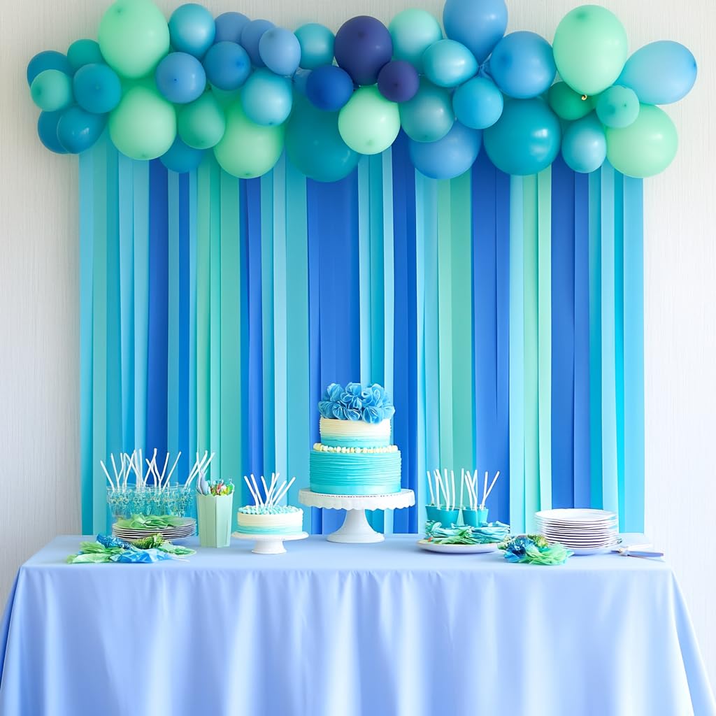 Captain Decor Blue Streamers - 6 Pack of 492ft Crepe Paper Rolls for Party Decorations (1.8 inch x 82 ft/Roll)