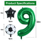 Toniful 32 Inch Soccer Balloons Set 9St Birthday Decoration Green Number 9 Foil Soccer Balloon Black Star Balloons For Children'