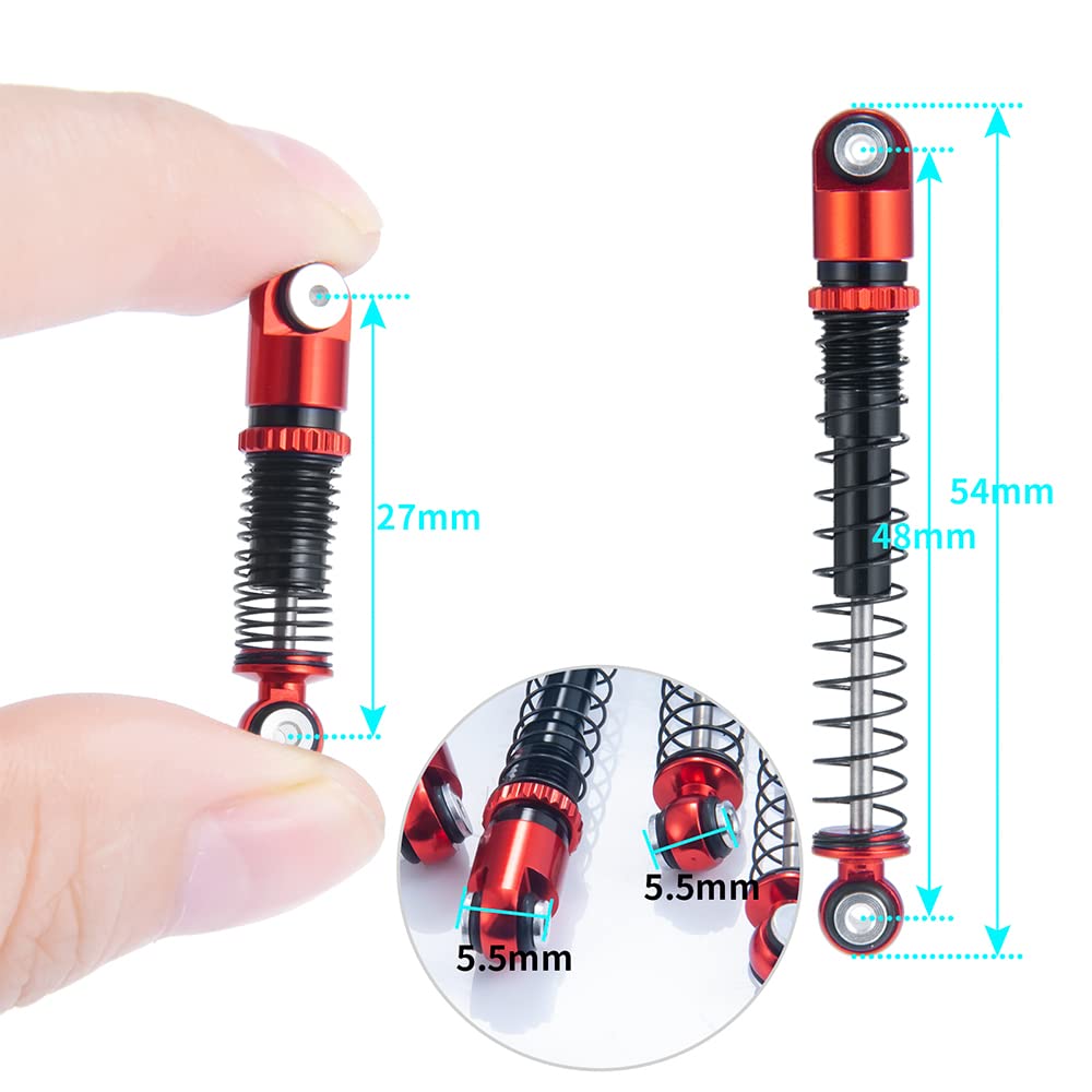 RCLIONS 1/24th RC Shocks 48mm Absorber Damper for All 1:24 Axial SCX24 AXI90081 Deadbolt AXI00002 JLU AXI00005 Gladiator RC Craw