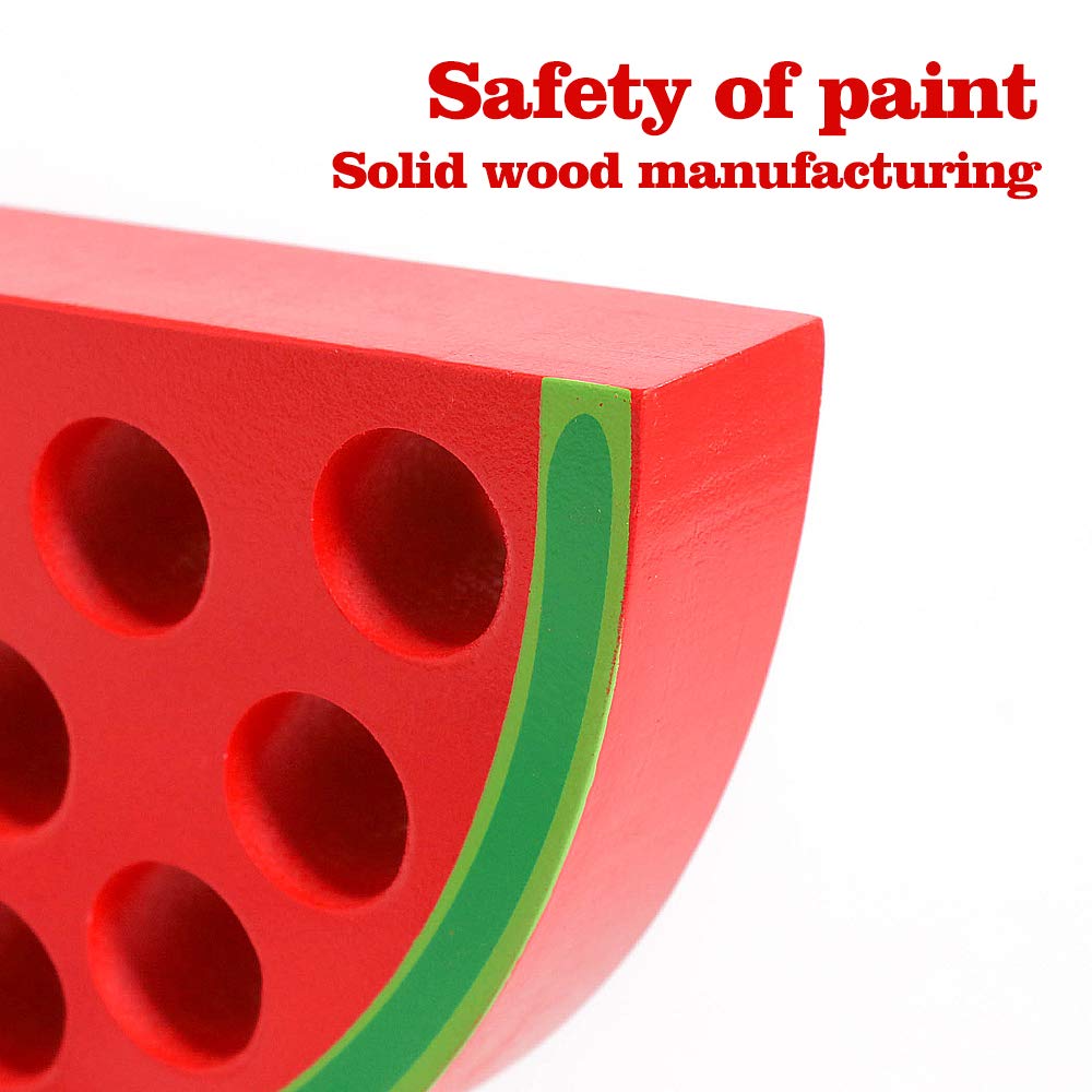 Skrtuan Wooden Lacing Threading Toys Wood Block Puzzle Car Airplane Travel Game Montessori Early Development Fine Motor Skills Educational Gift For 3 4 5 Years Old Toddlers Baby Kids, 1 Watermelon
