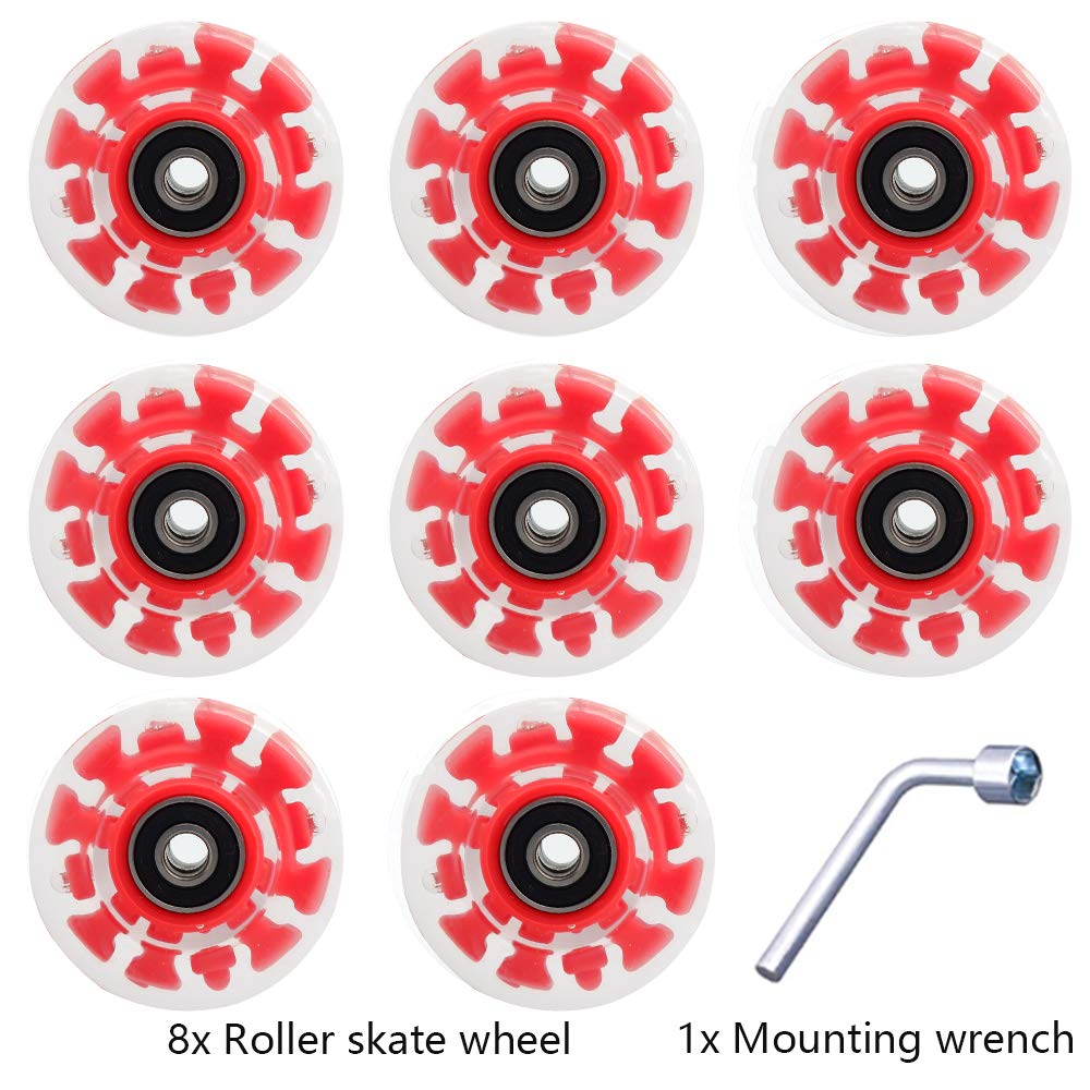 Nezylaf 8 Pack 78A Light up Roller Skate Wheels 32  5836  65mm  Luminous Skate Wheels with Bearings Installed for Indoor or Outdoor Double Row Skating and Skateboard Accessories