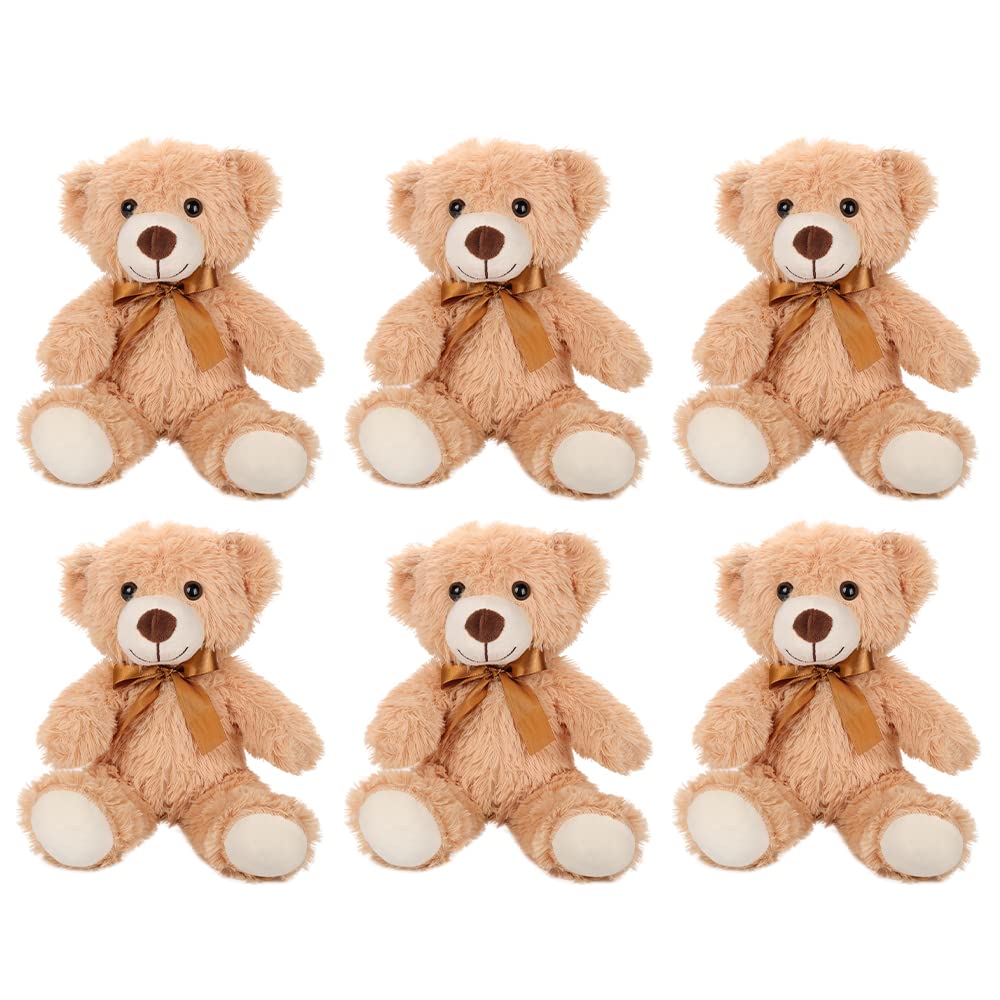 Seyomi Plush Teddy Bear Stuffed Animal, 6 Packs 13.7 Inches Teddy Bear For Baby Shower For Boys Girls Teddy Bear Bulk For Birthday Wedding Party, Light Brown