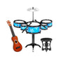 Fabloft Simulation Kids Drum Toys Playset Jazz Drum Kits For Kids Boys Blue Guitar Chair
