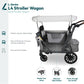 WONDERFOLD L4 Quad Stroller Wagon - 4 Seater, Collapsible, Adjustable UPF50+ Canopy, Gray, Model L4-GRY