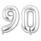Flyloons 90 number Silver Foil Balloon 16 inch Size Birthday Decoration Items Pack of 2 | 90th Year Balloons | Ninety